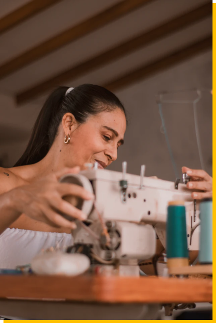 woman and a sewing machine